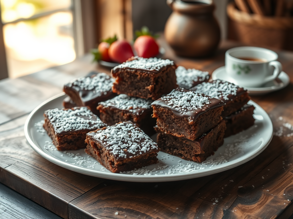 Light sponge cake dipped in chocolate and rolled in coconut, a classic Australian dessert.